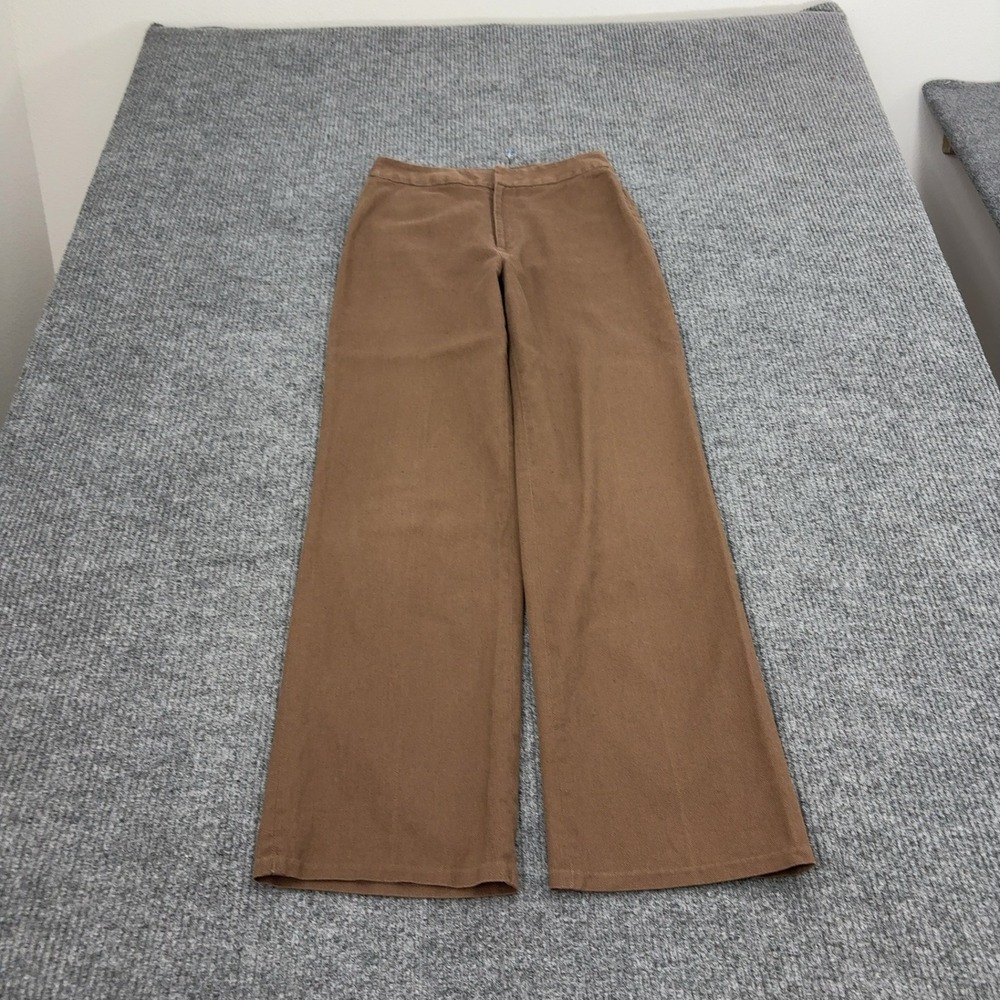 Chadwicks Pants Womens 4 Brown Linen Cotton Wide Leg Casual Workwear Minimalist